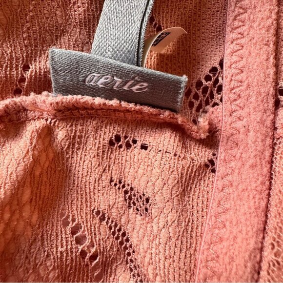 Aerie Bra Bralette Dusty Rose Layered Floral & Star Sheer Feminine Print Sz M - Picture 4 of 11